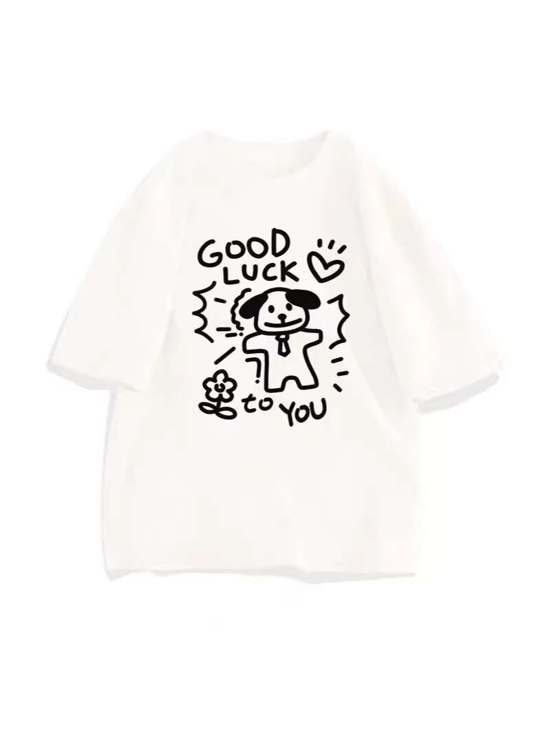  ペアルック　手書き風プリント　Tシャツ