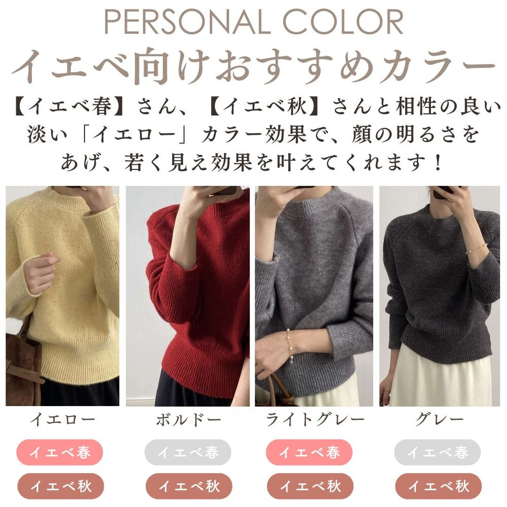 イエベ春/イエベ秋服 上品なニュアンスあったかモヘアニット ニット