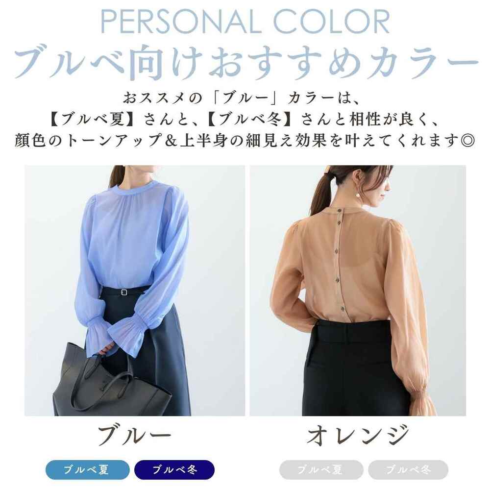 ブルベ夏/ブルベ冬服 ギャザー袖シアーブラウス ブラウス|ブルベ
