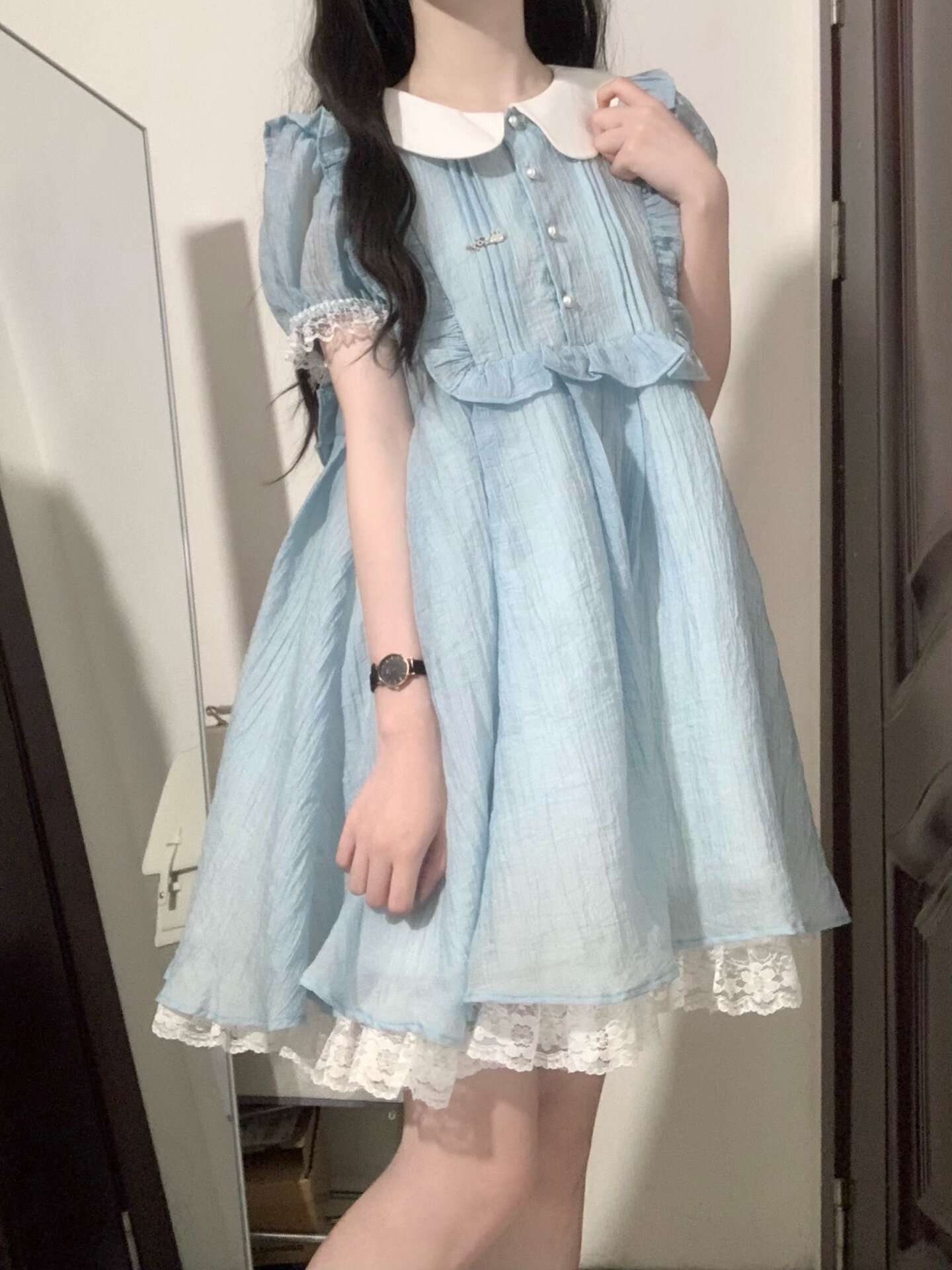 量産型/参戦服/推し活 襟付きブルーワンピース