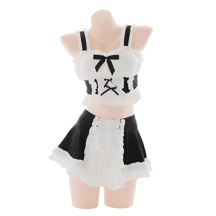 地雷系メイド風白黒セパレート水着 夏コーデ|地雷系専門通販 JIRAPI
