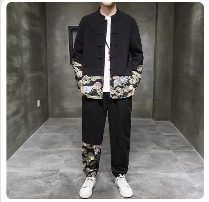 中華風柄入りチャイナセットアップ シャツ|チャイナ服専門通販 Chinii