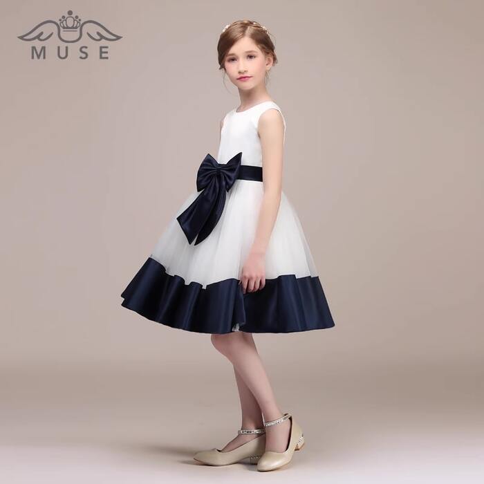 ピアノ発表会 結婚式用 子どもドレス チュールサテンウエストリボン