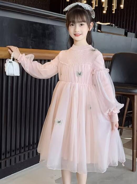 ピアノ発表会 結婚式用 子どもドレス バタフライニットシフォン