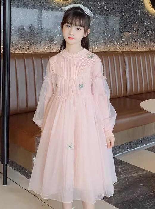 ピアノ発表会 結婚式用 子どもドレス バタフライニットシフォン