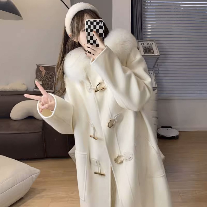量産型/参戦服/推し活 ファー付きロングダッフルコート