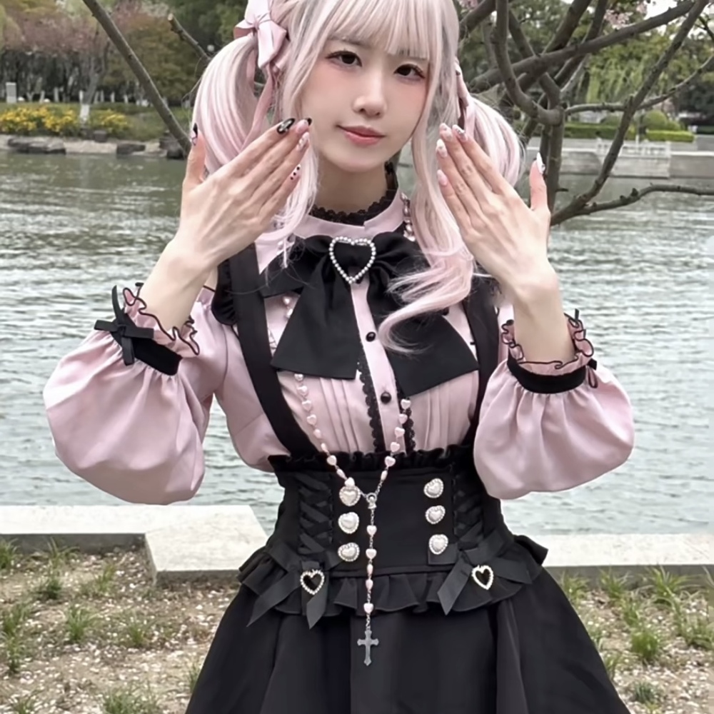 量産型/参戦服/推し活 フリルリボンブラウス