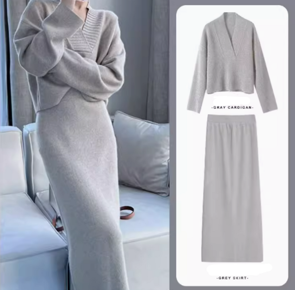 イエベ春/イエベ秋服 Vネックニット セットアップ 2点セット