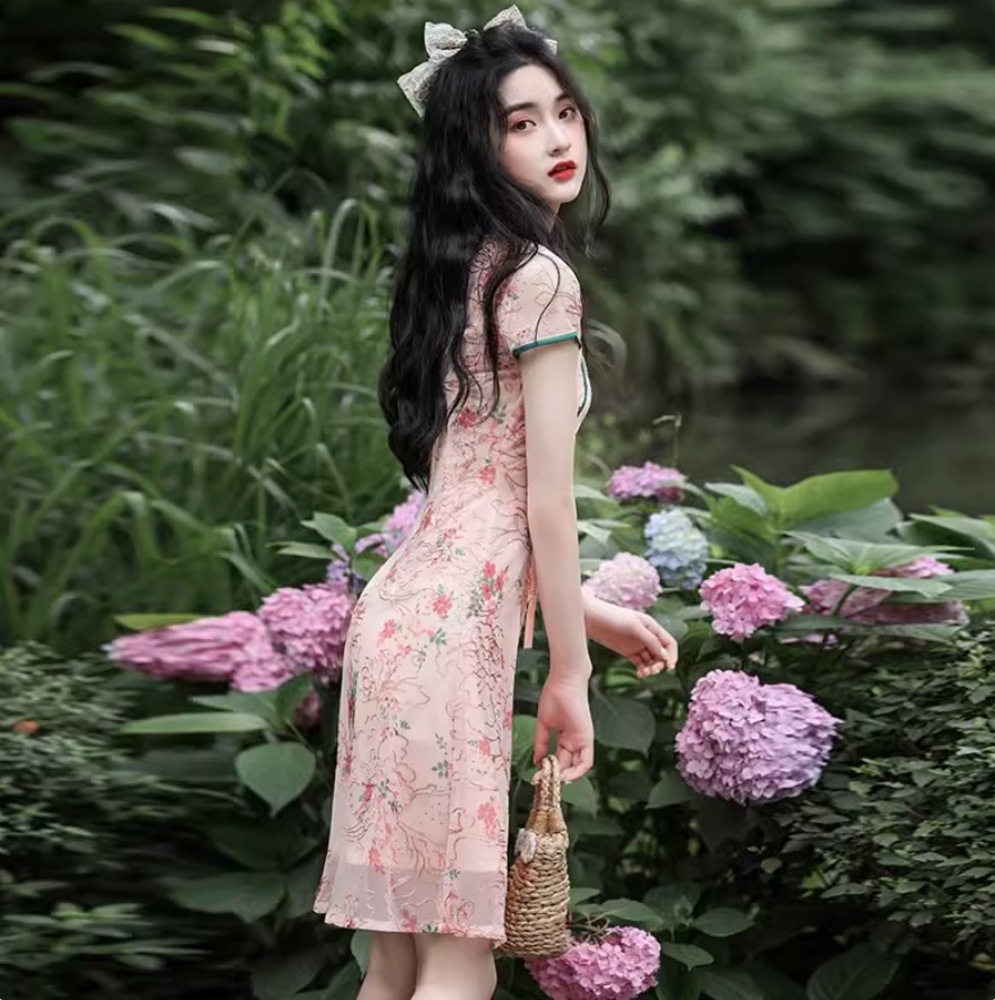 ROBE de FLEURS　チャイナ風ドレス ROBE de FLEURS チャイナ風ドレス