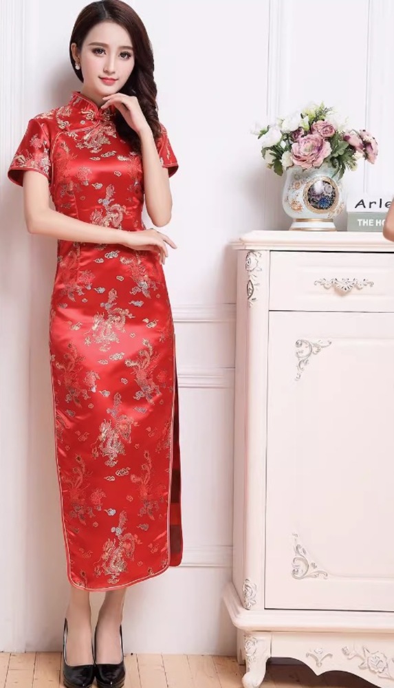 リバーシブル　チャイナ服　90年代 1980's リバーシブル龍柄チャイナガウン JK04 | European