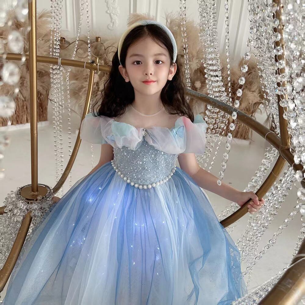 ピアノ発表会 結婚式用 子どもドレス ディズニー 光るチュールカラー