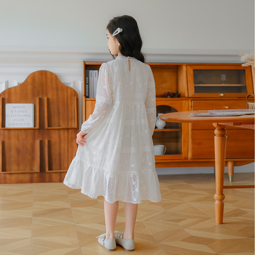 jacadi ワンピース　ドレス　発表会　150 ファミリア　フォーマルドレス ピアノ発表会 結婚式用 子どもドレス 刺繍長袖フェアリードレス ピアノ