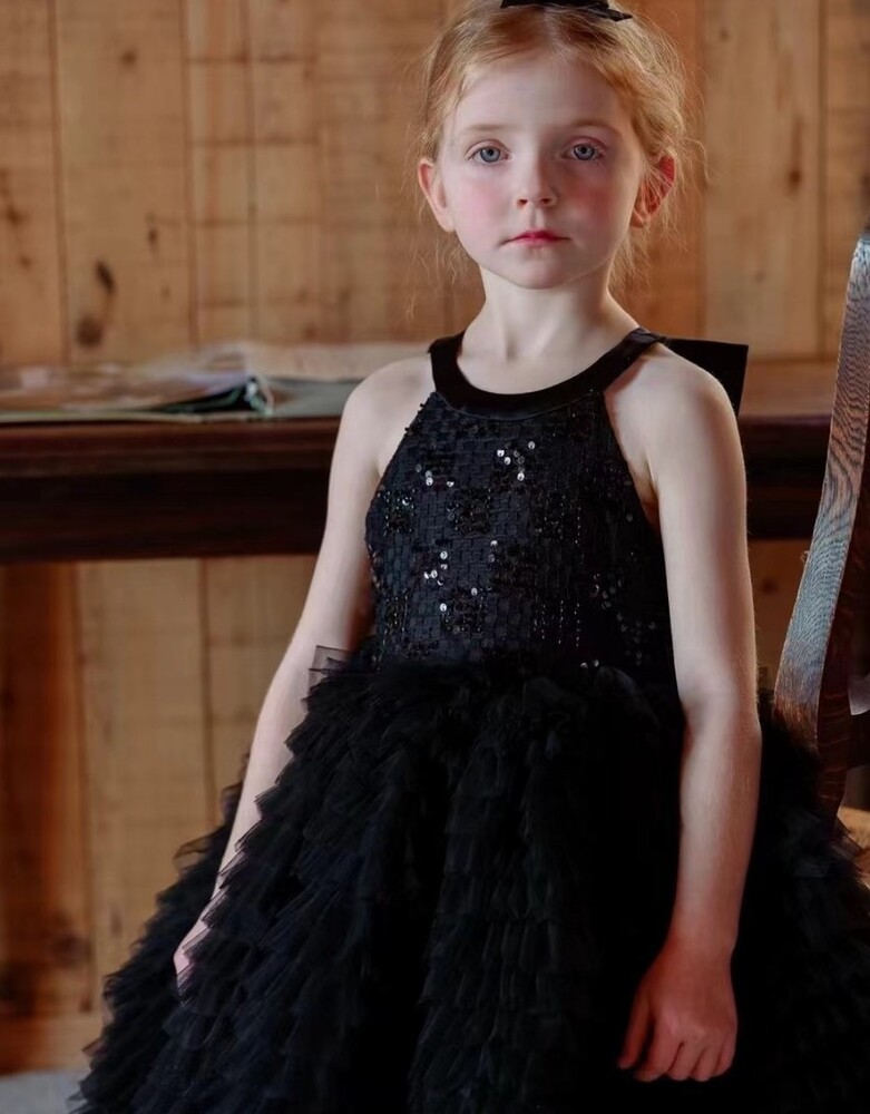 ピアノ発表会 結婚式用 子どもドレス ブラックキャミソールドレス