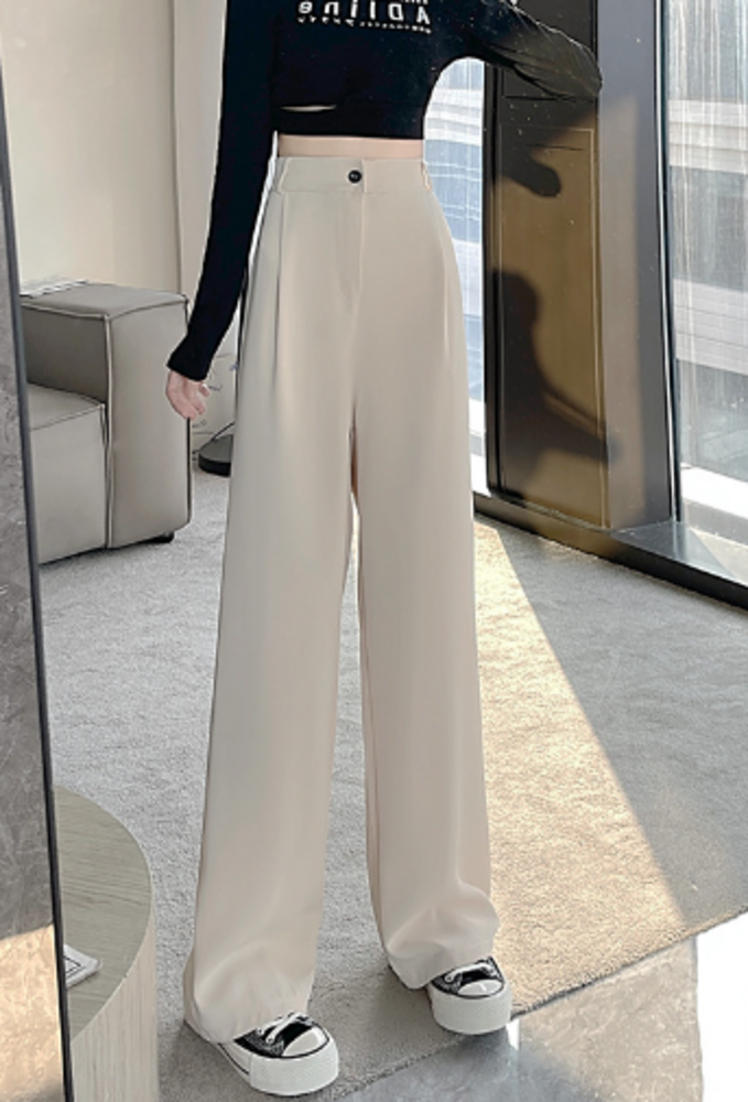 ワイドパンツ ハイウエスト トレンディ オフィス カジュアル ハイウエストドレープワイドパンツ｜オフィスカジュアル