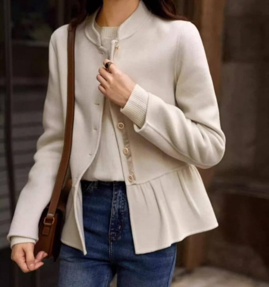 ブルベ夏/ブルベ冬服 ノーカラー ツイードジャケット ツイード