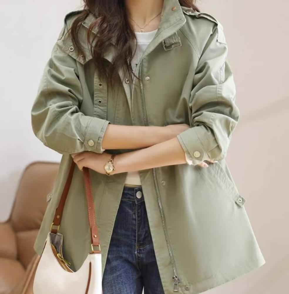 ◾️送料込み◾️美品◾️ブルーブルー◾️モッズコート フード付き ミドル丈 ドローコード フード付き モッズコート（モッズコート