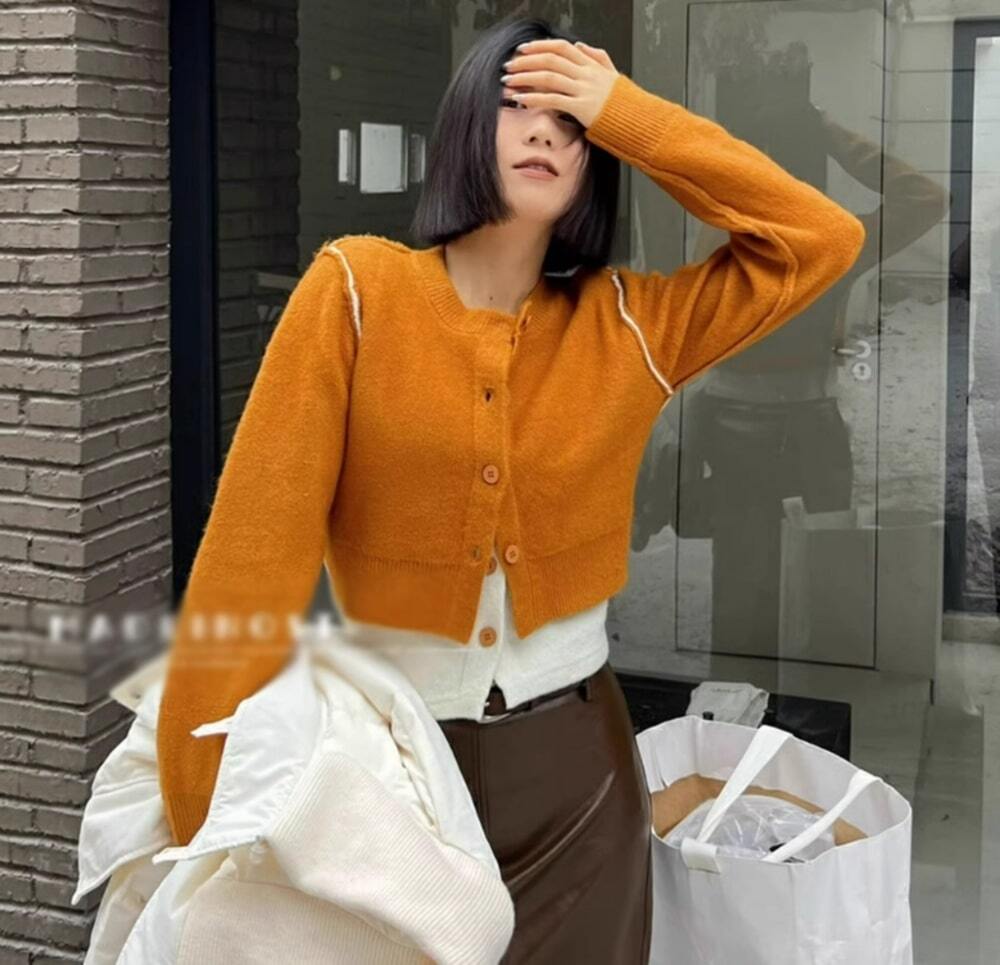 ブルベ服 ツーピースショートニットカーディガン(ブルベ冬向け ブルベ服 ツーピースショートニットカーディガン(ブルベ冬向け