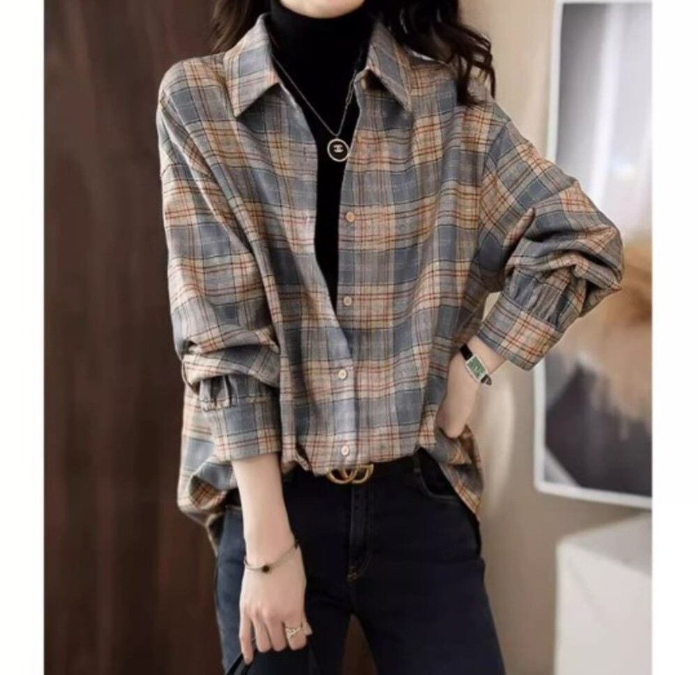 イエベ服 オーバーサイズ チェック柄シャツ（イエベ春向け