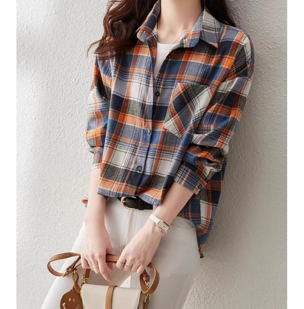 sfc チェック柄オーバーサイズシャツ ベージュ系 チェックシャツ オーバーサイズ ゆるシャツ[品番：NETW0001670]｜Riff