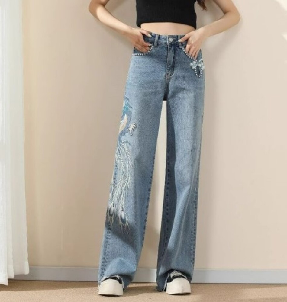 アルベロベロ刺繍付きグレーデニムパンツ 刺しゅうカーゴデニムパンツ[品番：GORW0009692]｜GORGE