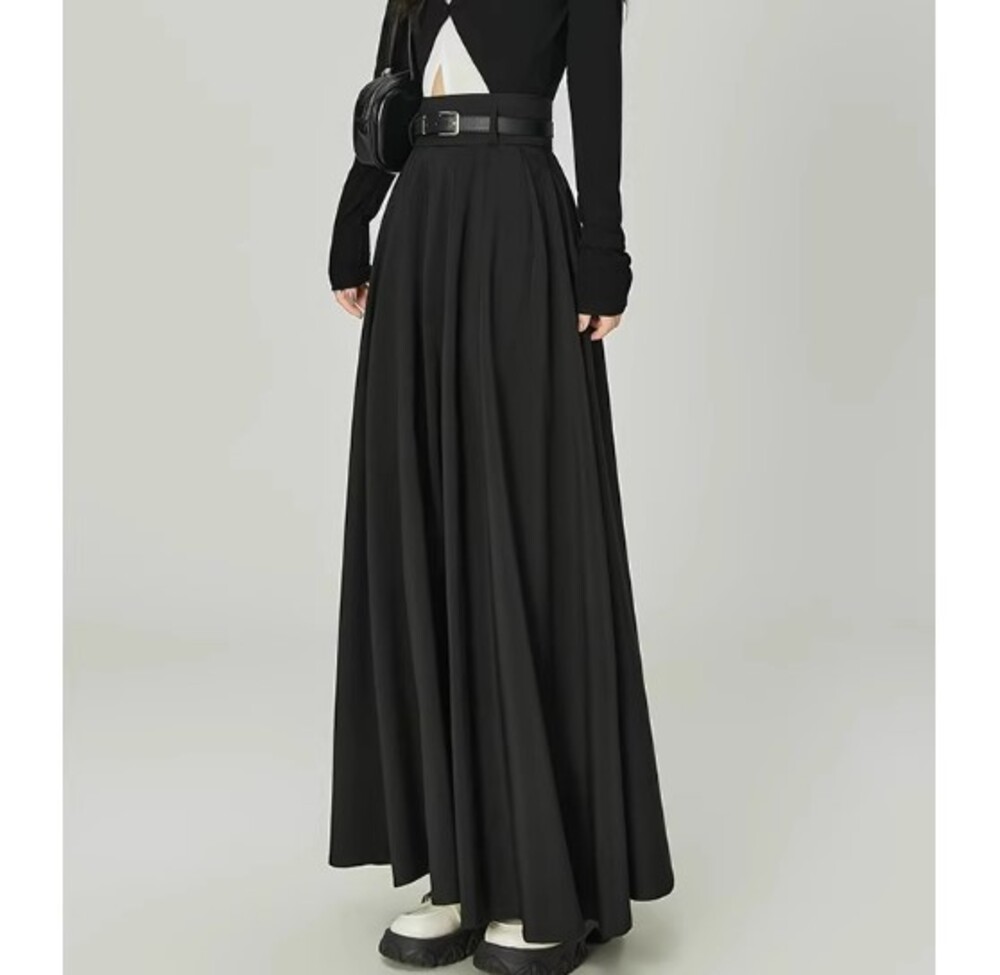 ブルベ服 Aラインプリーツロングスカート(ブルベ冬向け） ロング