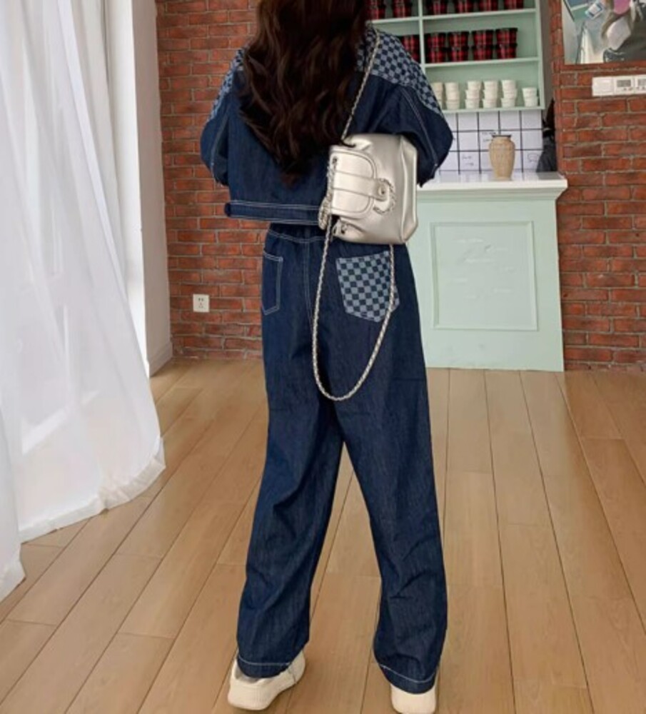 ブルベ冬服 レトロ デニムセットアップ パンツセットアップ|ブルベ