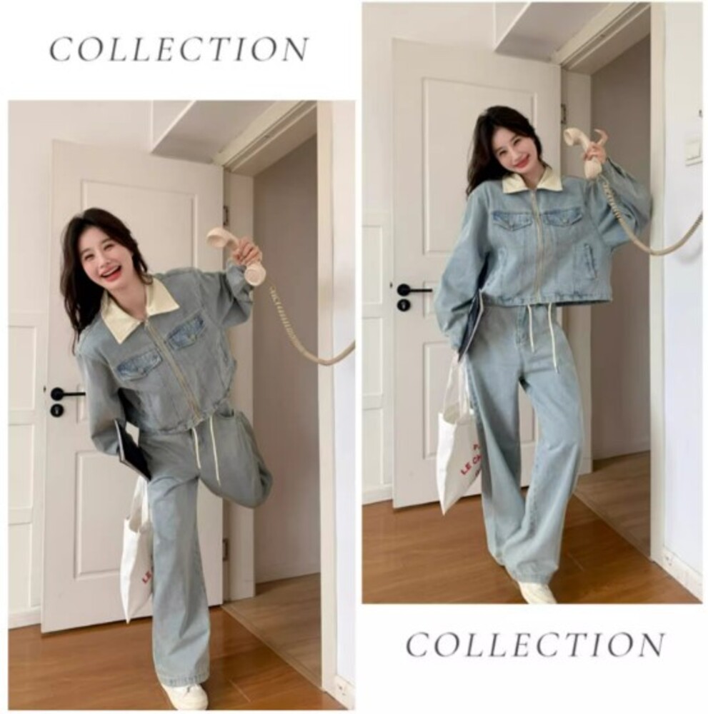 短丈デニムジャケット+パンツ セットアップ セール】【セットアップ】ショートデニムジャケット×デニム