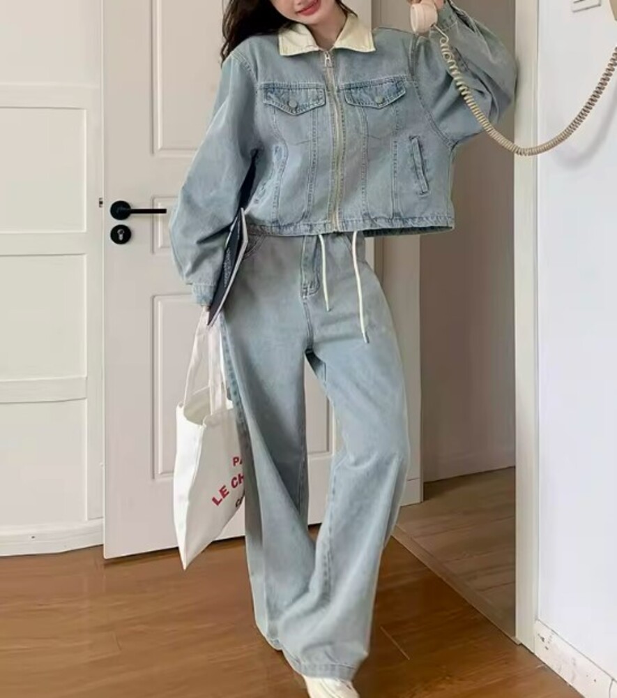 短丈デニムジャケット+パンツ セットアップ 52873-20871-02.jpg