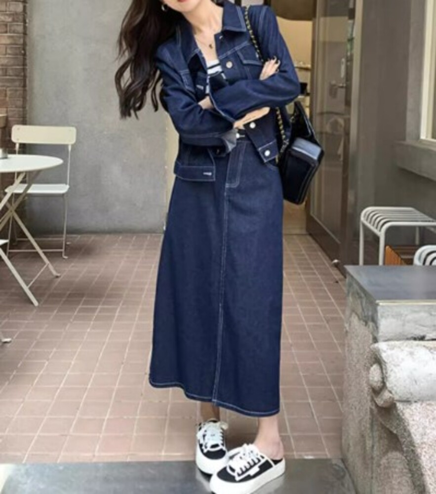 ブルベ冬服 デニムジャケット×スカート セットアップ パンツ