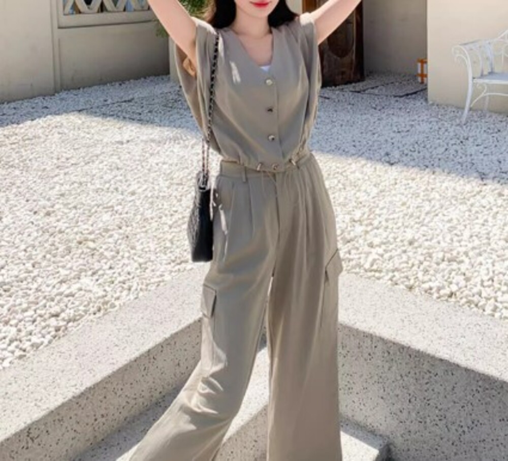 ブルベ夏服 フレンチノースリーブパンツセットアップ パンツ