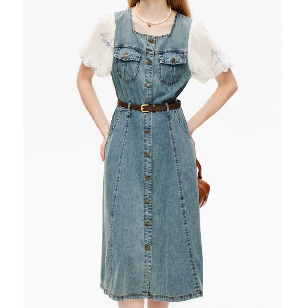 ブルベ服 ドッキング デニムワンピース（ブルベ夏向け・ブルベ冬