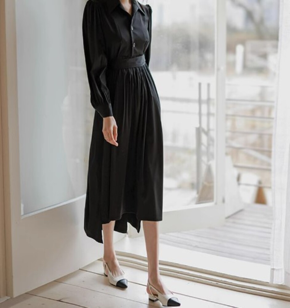 Noir Fr ドレスシャツワンピース スリーブ刺繍タックシャツワンピ | ロングワンピース | NOELA OFFICIAL