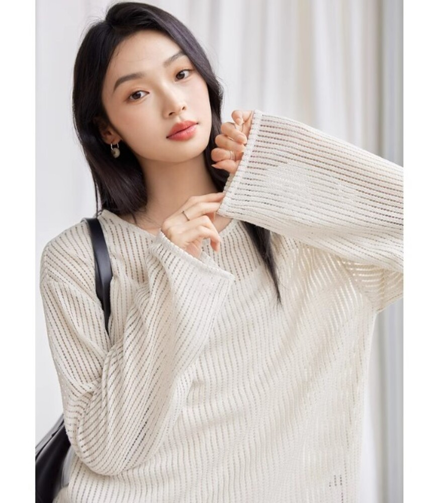 ブルベ服 ロングスリーブシースルーニット（ブルベ夏向け