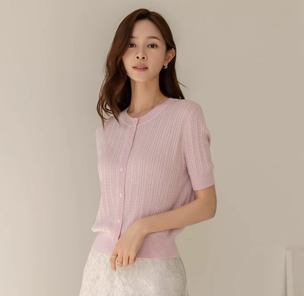 【美品】23区 アンサンブル カーディガン×半袖ニット 32 無地 ピンク 美品】23区 アンサンブル カーディガン×半袖ニット 32 無地