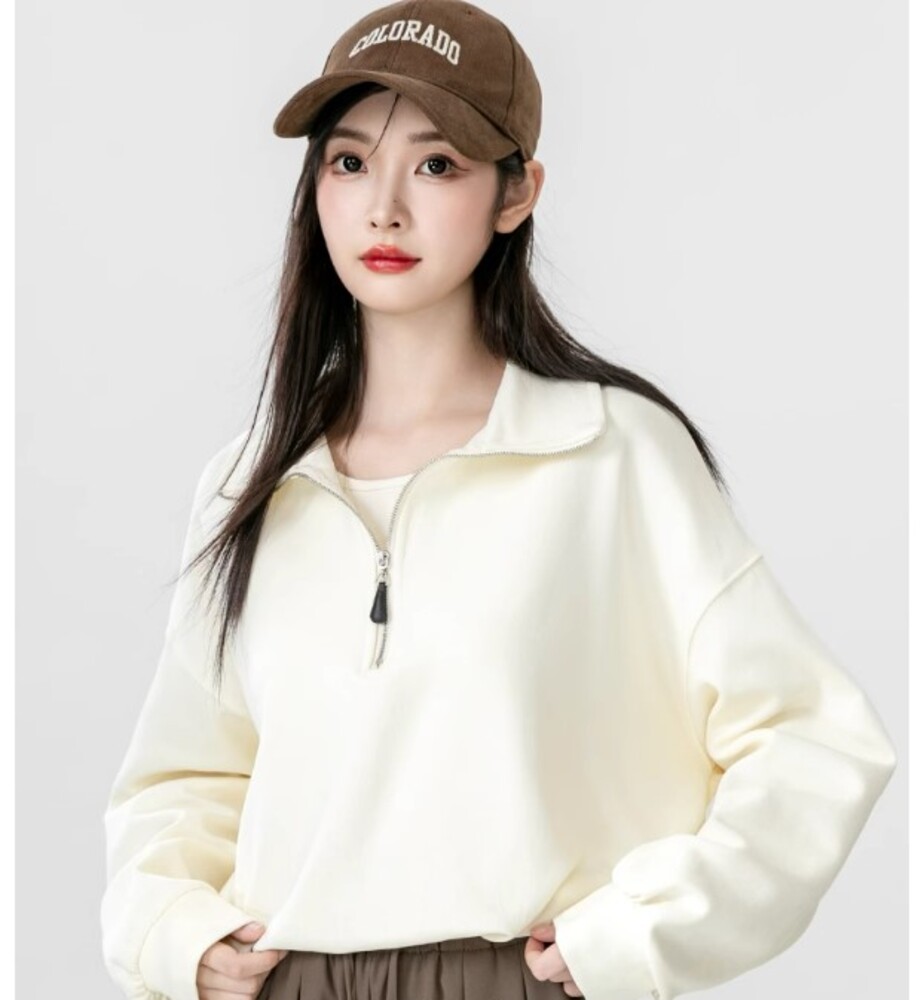 イエベ春/イエベ秋服 襟付きニットトップス ニットジッパー付き|イエベ