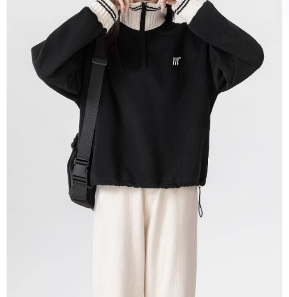 バイカラー ハーフジッププルオーバー ジャケット・アウター|イエベ