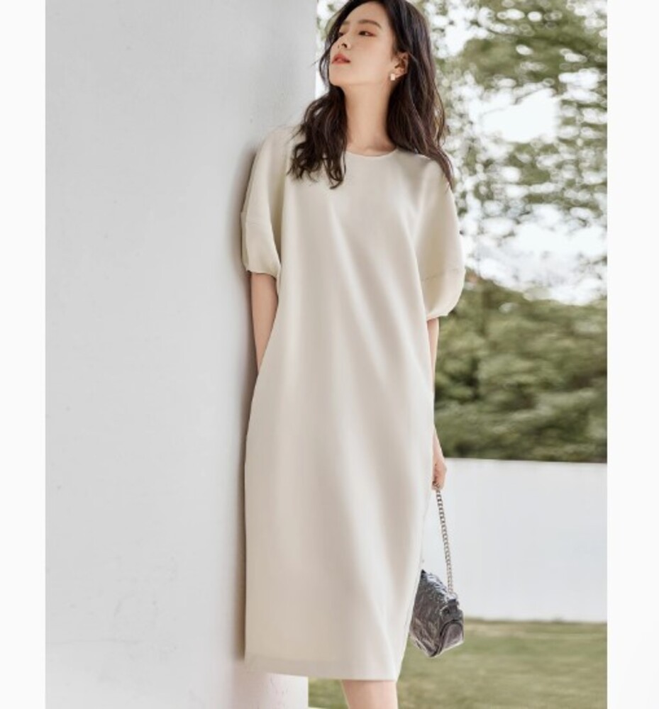 ブルベ夏/ブルベ冬服 上品 フレンチスリーブ ミディ丈ワンピース