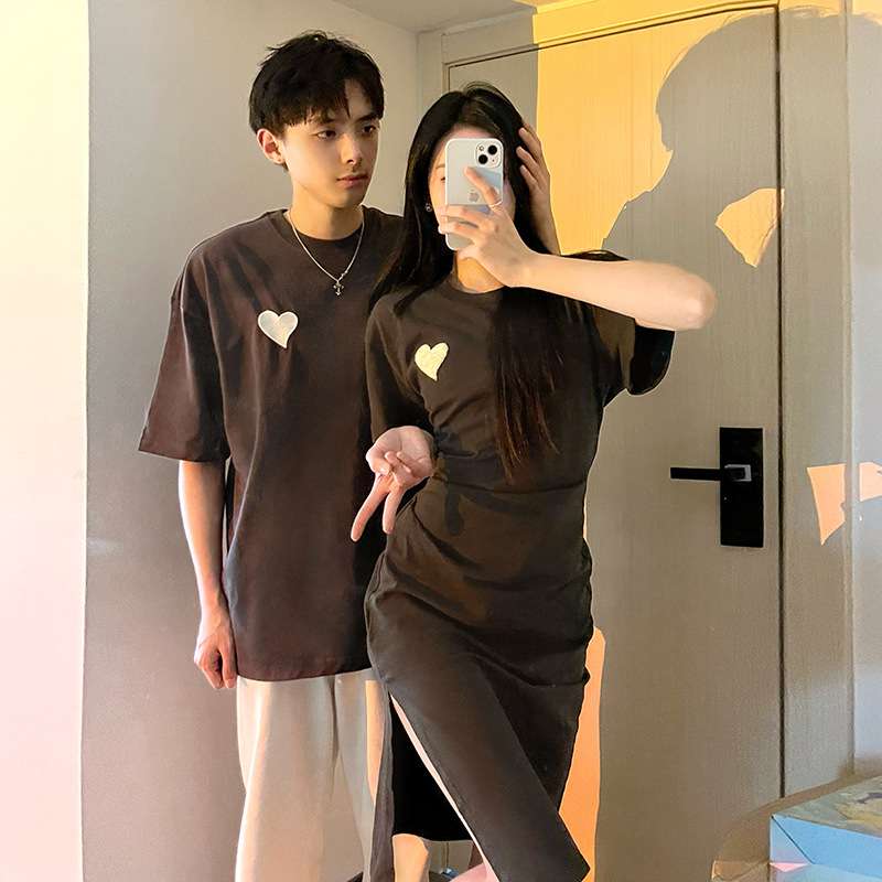 シミラールック  ハートポイントスリムTシャツ ワンピース
