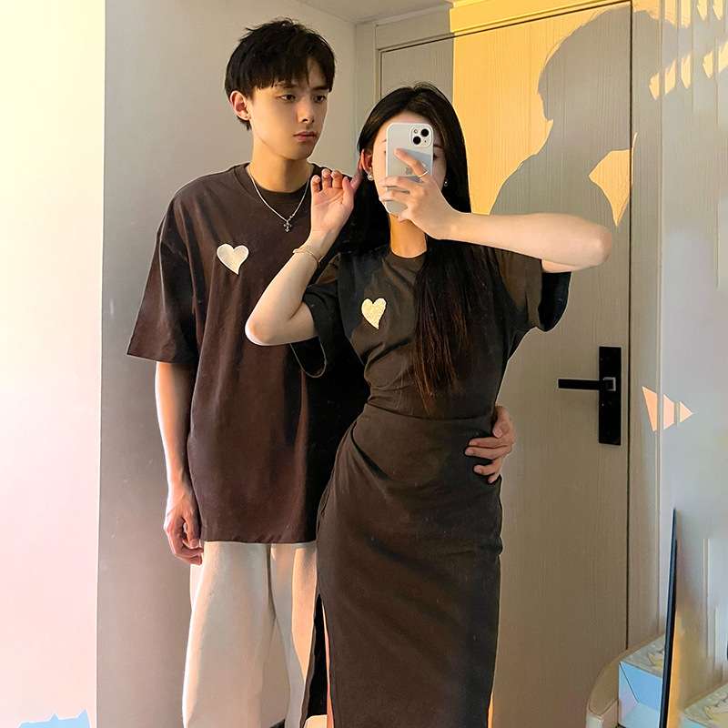 シミラールック  ハートポイントスリムTシャツ ワンピース