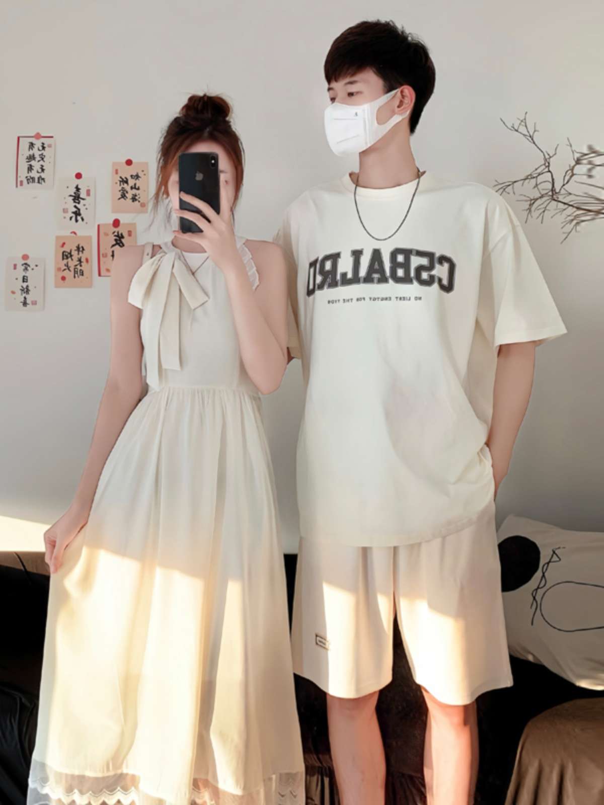 シミラールック ホルターネックワンピ&ロゴTシャツ　ワンピース