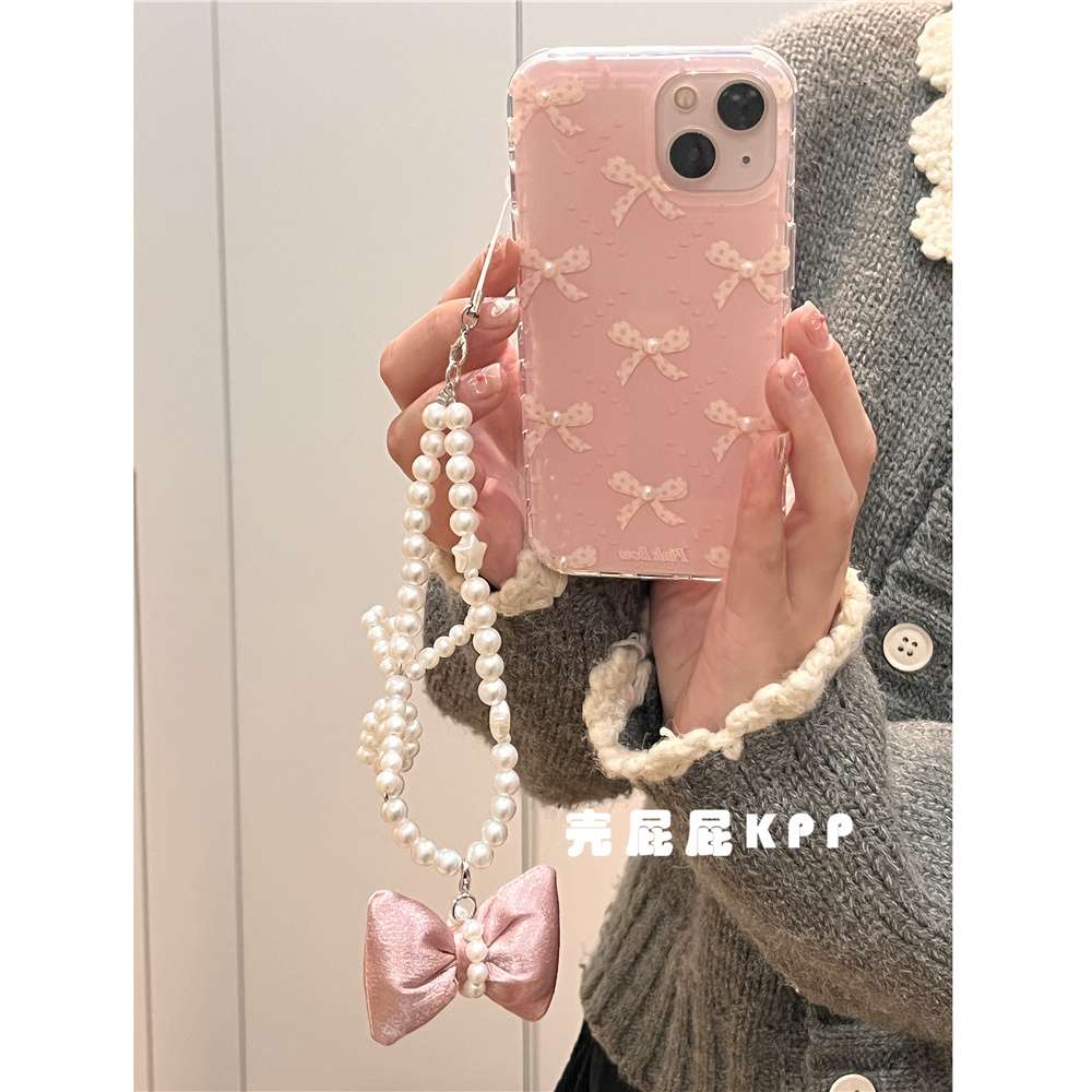 量産型/参戦服/推し活 パールリボンピンクスマホケース