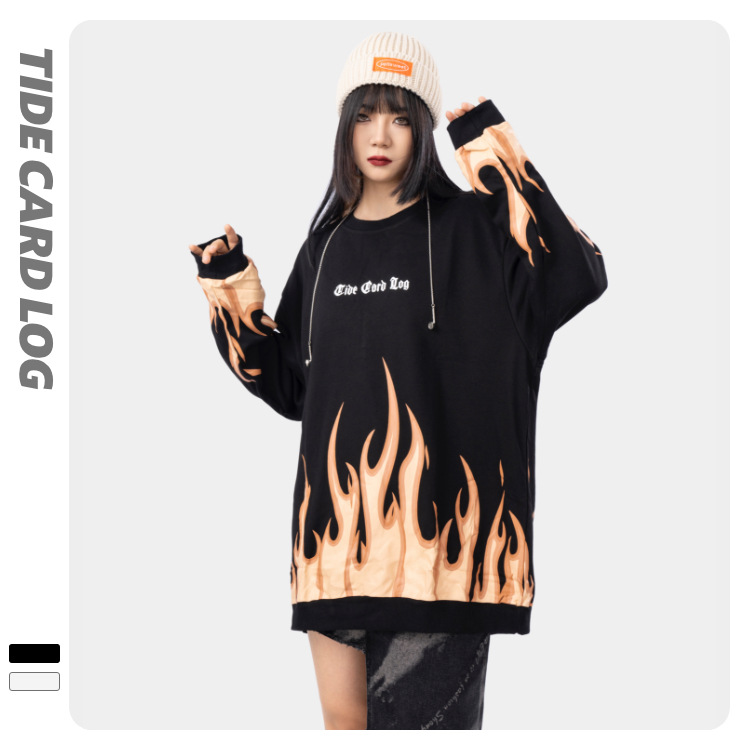 地雷系ファッション ラウンドネックプルオーバー長袖ルーズTシャツ